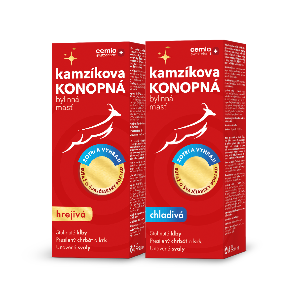 Cemio kamzíkova konopná bylinná masť hrejivá+ chladivá, 2× 200 ml, darček 2024